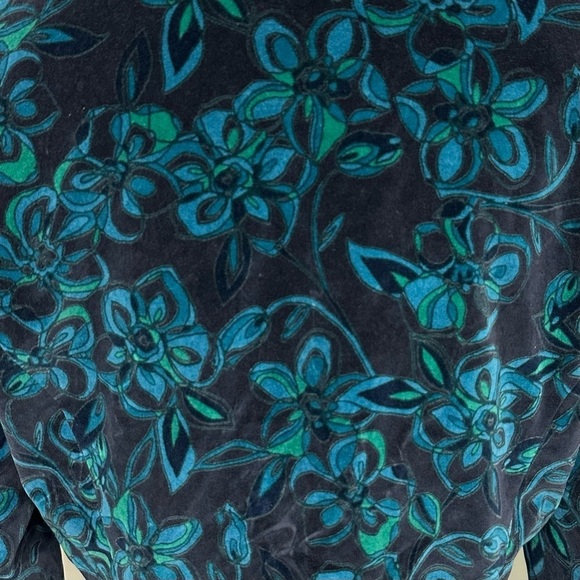 Caslon Floral Print Velvet Blazer Blue & Green Size Large - Picture 8 of 8